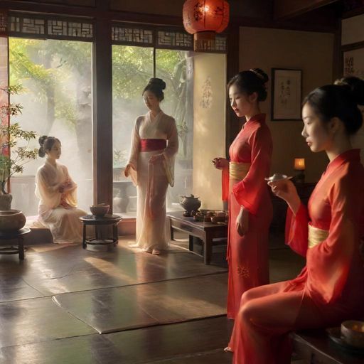 茶艺沙龙的热闹场景