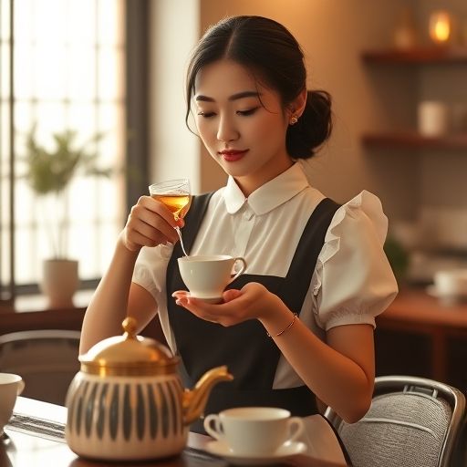 茶艺师专注沏茶的瞬间