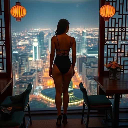 茶室窗外的深圳夜景