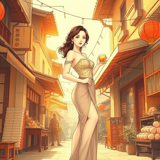 广州茶肆街头场景