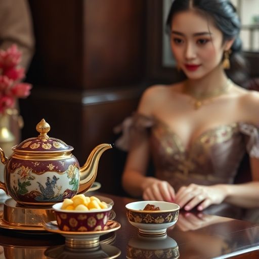 精致的茶点与茶壶搭配