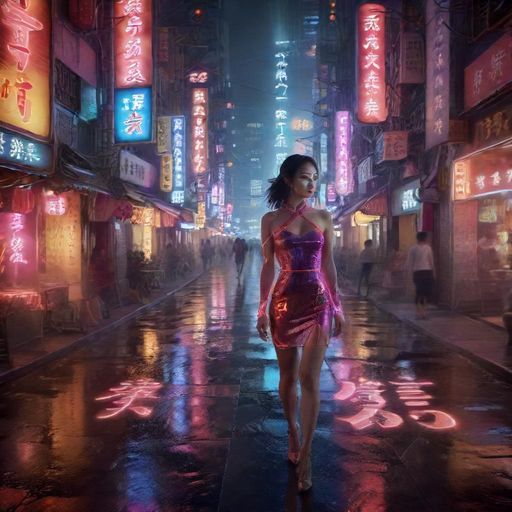 天河夜景街头灯光