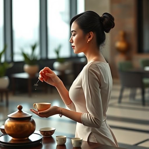 忙碌商务人士在家体验茶艺