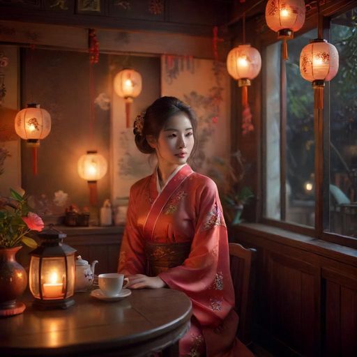 夜晚茶室氛围