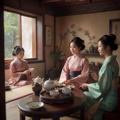 朋友在茶室欢聚的画面