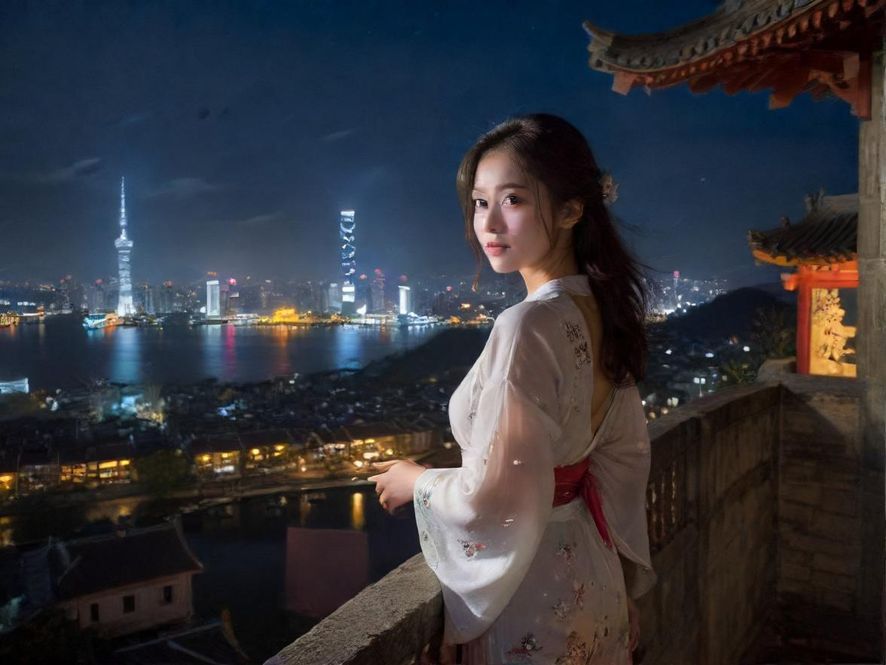 繁华都市夜景，霓虹灯闪烁的街道，充满赛博朋克风格。