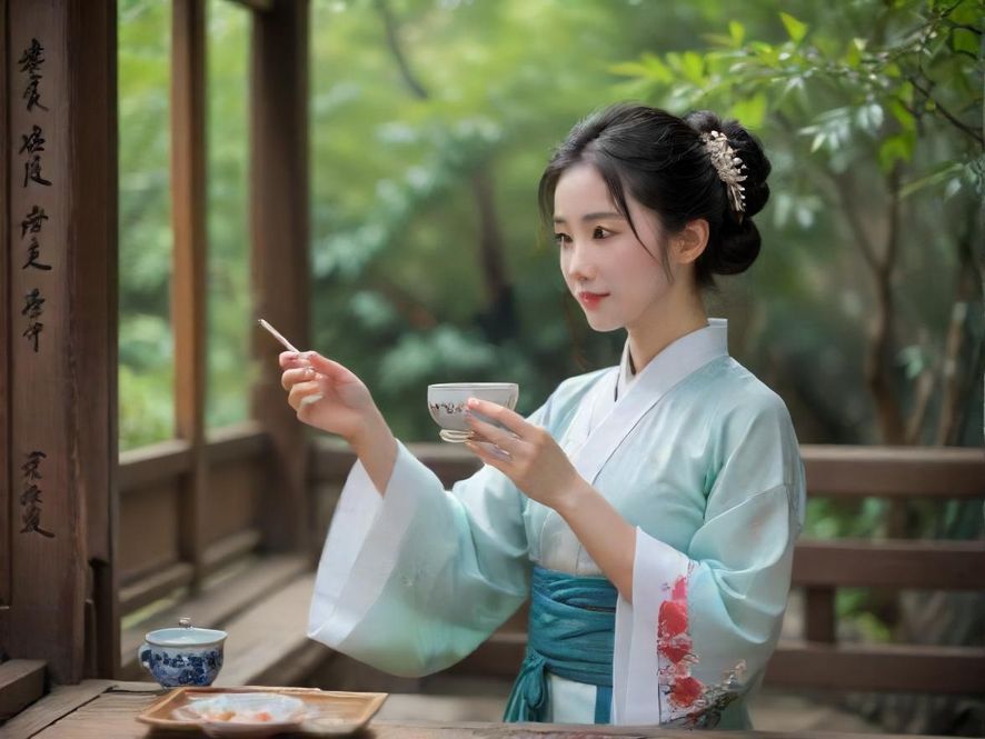 广佛私密茶社内部一角，古朴雅致，光影交错。