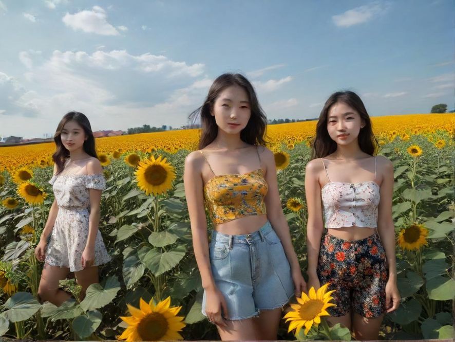 葵花蒲点花海全景图