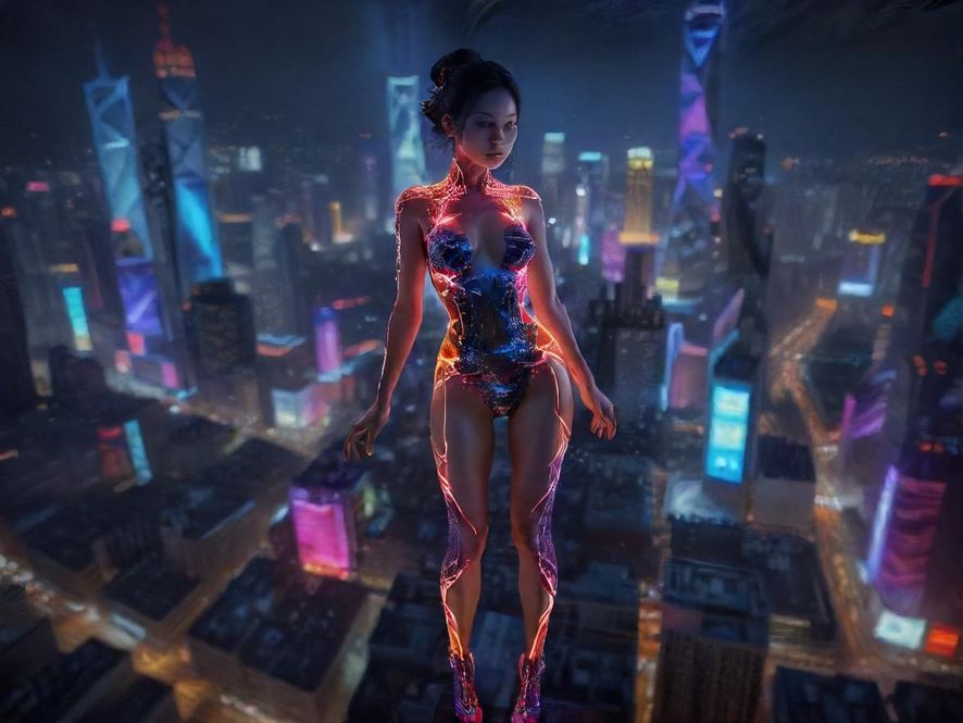 都市夜景中的灯光