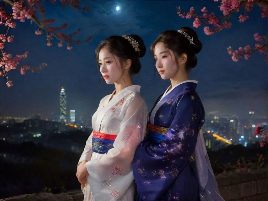 广州夜色下的繁华街道
