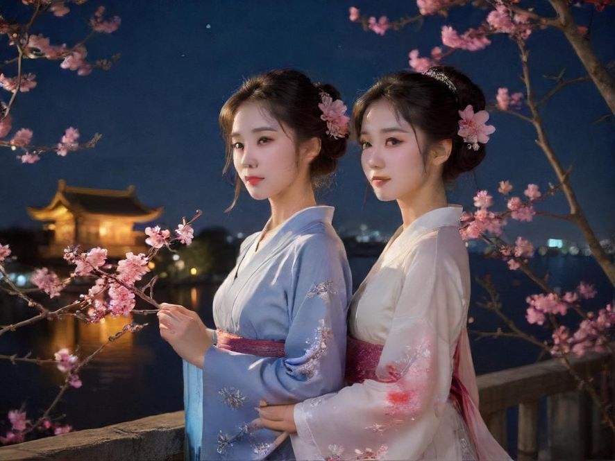 广佛花街巷夜景霓虹街头风光