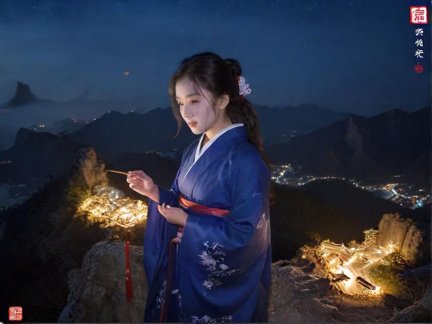 深圳南山夜晚的城市街区俯瞰图，灯火辉煌