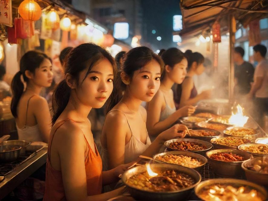 深圳夜市美食与音乐会场景
