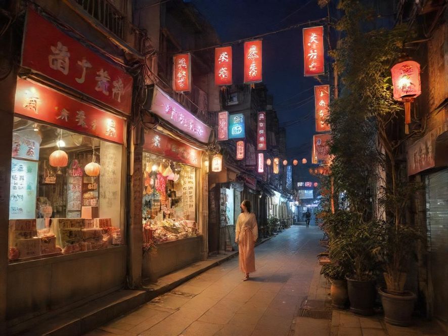 北京夜色下的按摩店招牌