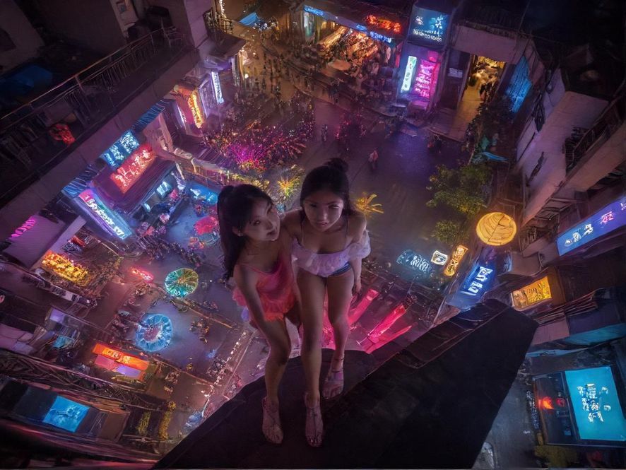 东莞夜生活街头夜景展示