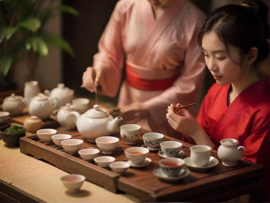 广州一品香茶艺体验精致茶具场景