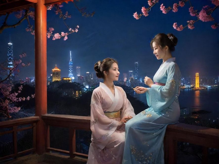 夜色中的都市剪影