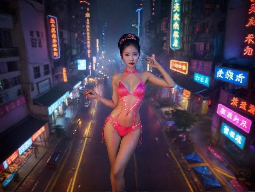 广州石牌村红灯区夜景