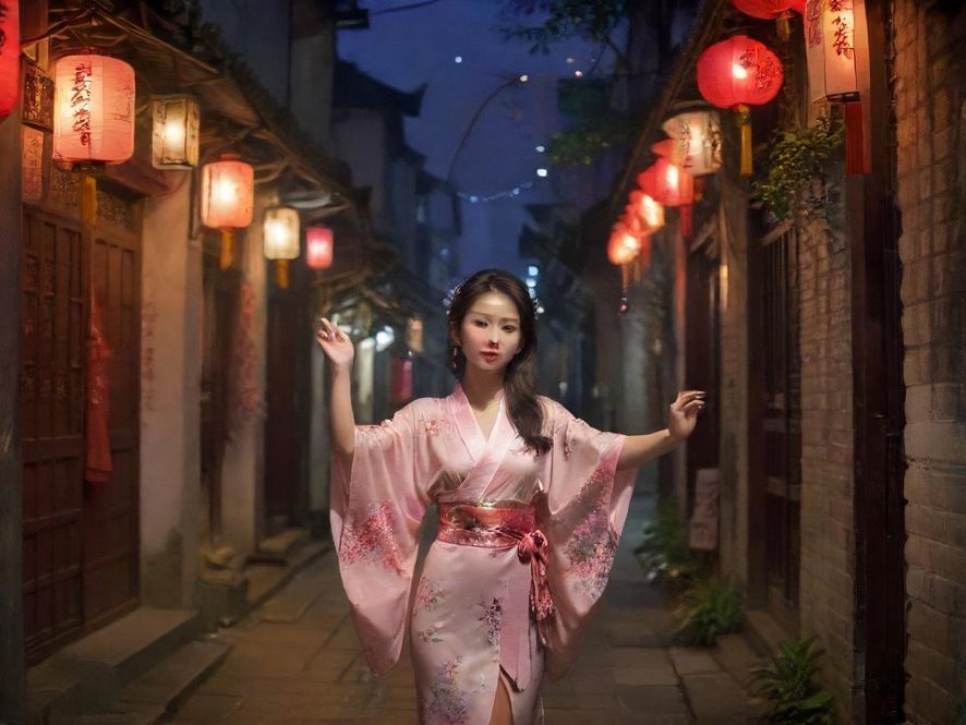 广州城市夜晚巷道