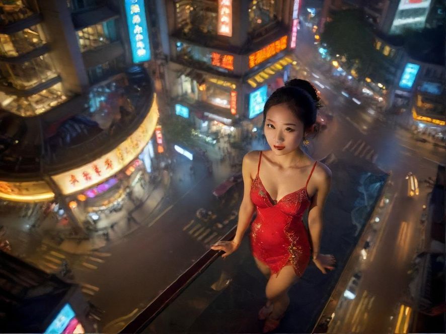 广州天河茶社夜景实拍