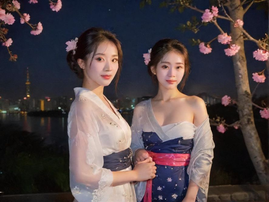 广州夜色下，一位女子眺望远方，等待一次特别的相遇