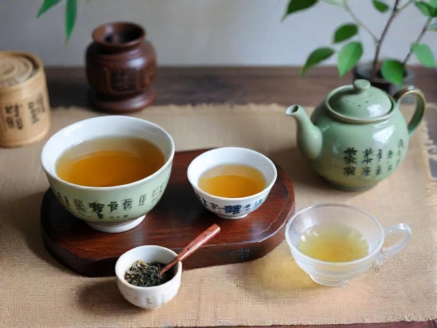 一位茶艺师正耐心细致地指导学员如何正确冲泡茶叶，桌上摆放着一套精致的茶具，茶香四溢。