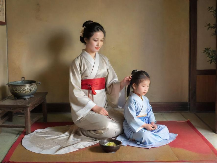 一位身着旗袍的优雅女子，在古典中式茶室中，轻抚茶杯，眼神温柔而富有故事感。