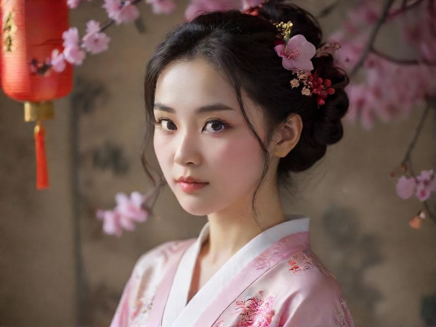 一位年轻女性伴侣的背影，她正与人一同在湖畔漫步，画面呈现出唯美的意境，夕阳的余晖洒落在湖面和他们身上。