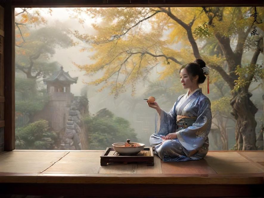 一间布置温馨雅致、光线柔和的私密茶室,散发着浓郁的中式风格,适合高端品茶体验。